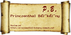 Princzenthal Bökény névjegykártya
